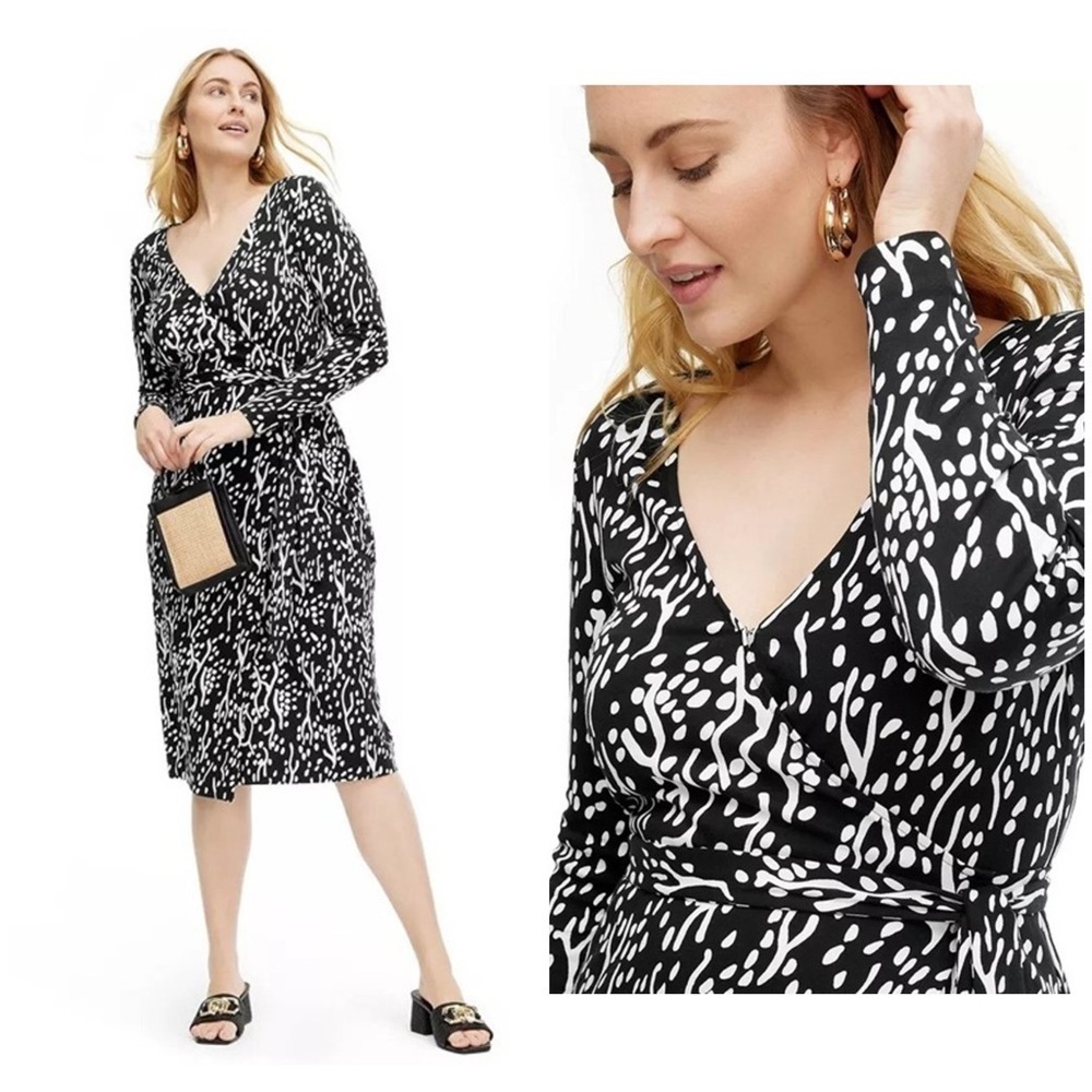 Diane Von Furstenberg x Target Women's Midi Sea Spots Black Wrap Dress Size M
